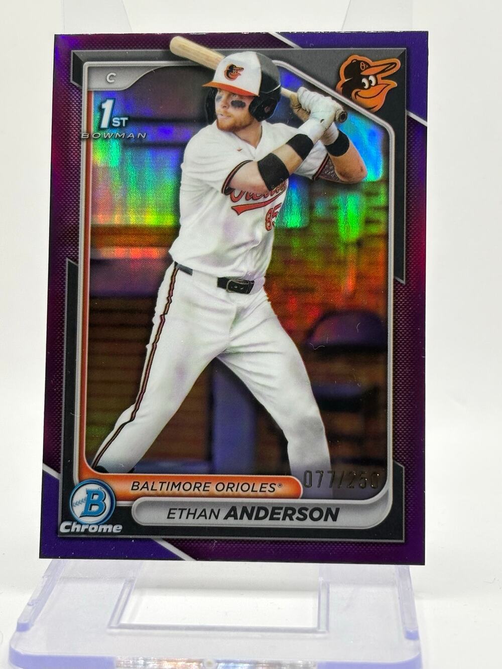 2024 Bowman Draft Ethan Anderson 1st Purple Refractor 77/250 Baltimore Orioles